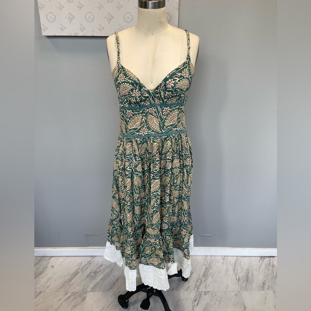 Free People- green midi dress size 12 e92-26